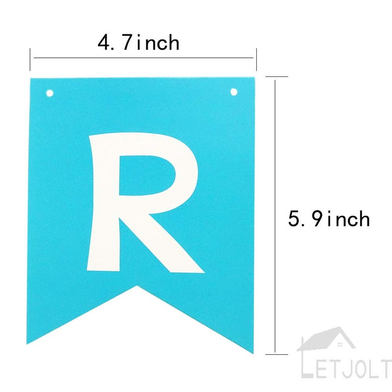 Letjolt Mint Blue Happy Birthday Banner Signs Supplies for Boy Birthday Party Decorations Nursery Decor 13 Pieces - Image 4
